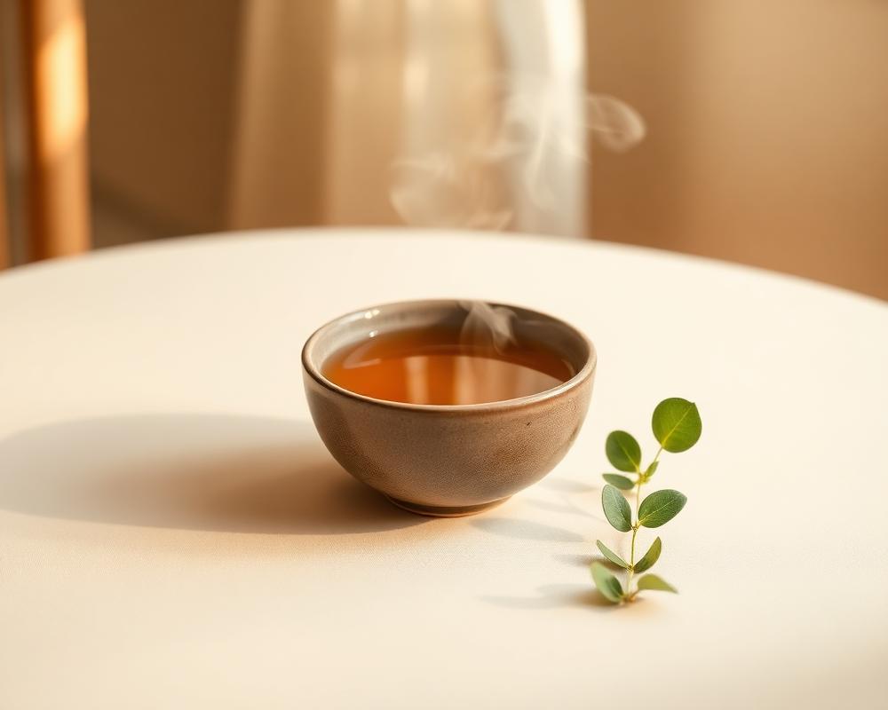 Amber apothecary bottles with dried herbs